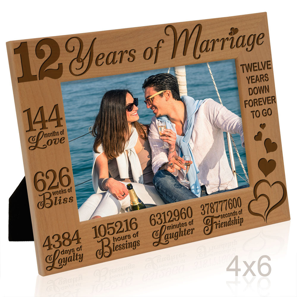 12 Years of Marriage Forever to Go Wood Frame