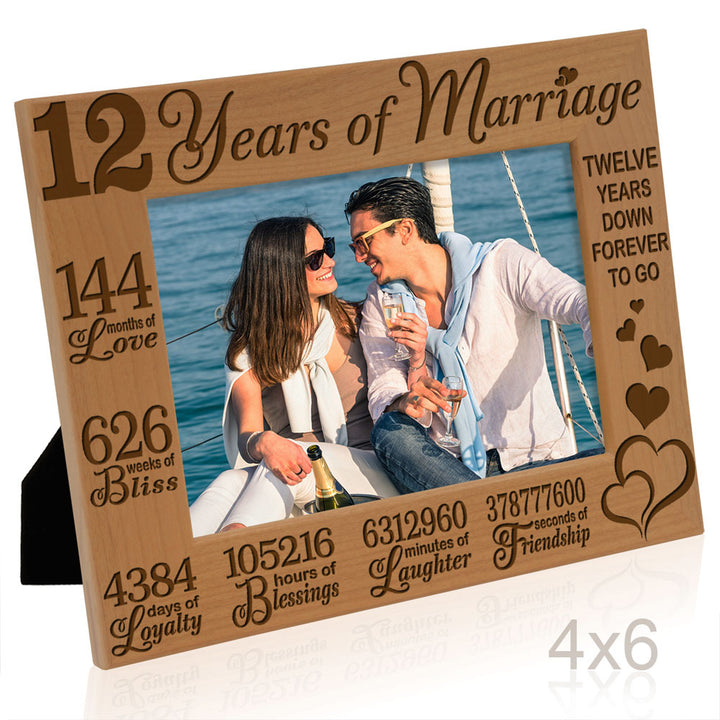 12 Years of Marriage Forever to Go Wood Frame