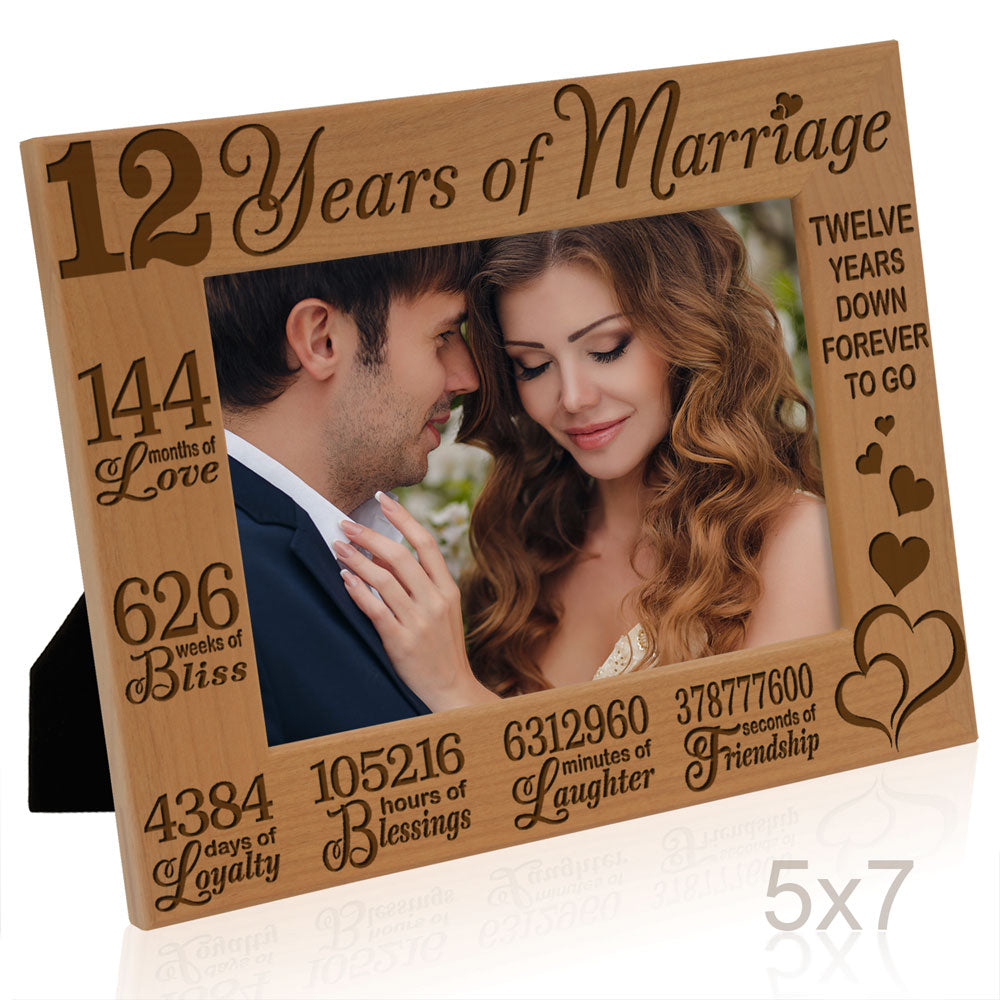 12 Years of Marriage Forever to Go Wood Frame