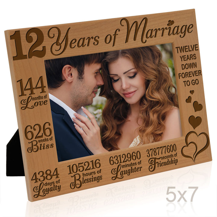 12 Years of Marriage Forever to Go Wood Frame
