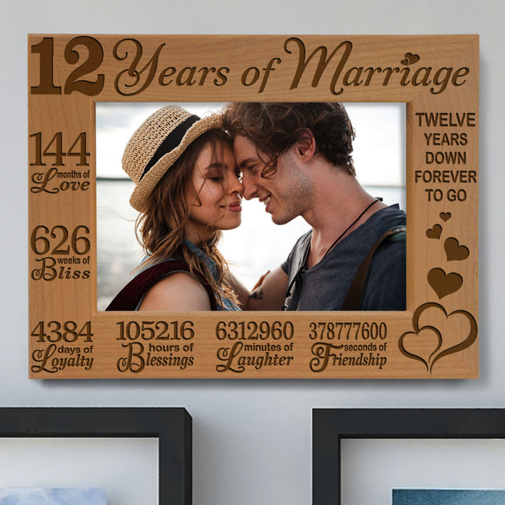 12 Years of Marriage Forever to Go Wood Frame