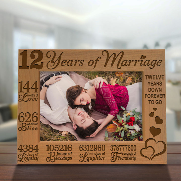12 Years of Marriage Forever to Go Wood Frame
