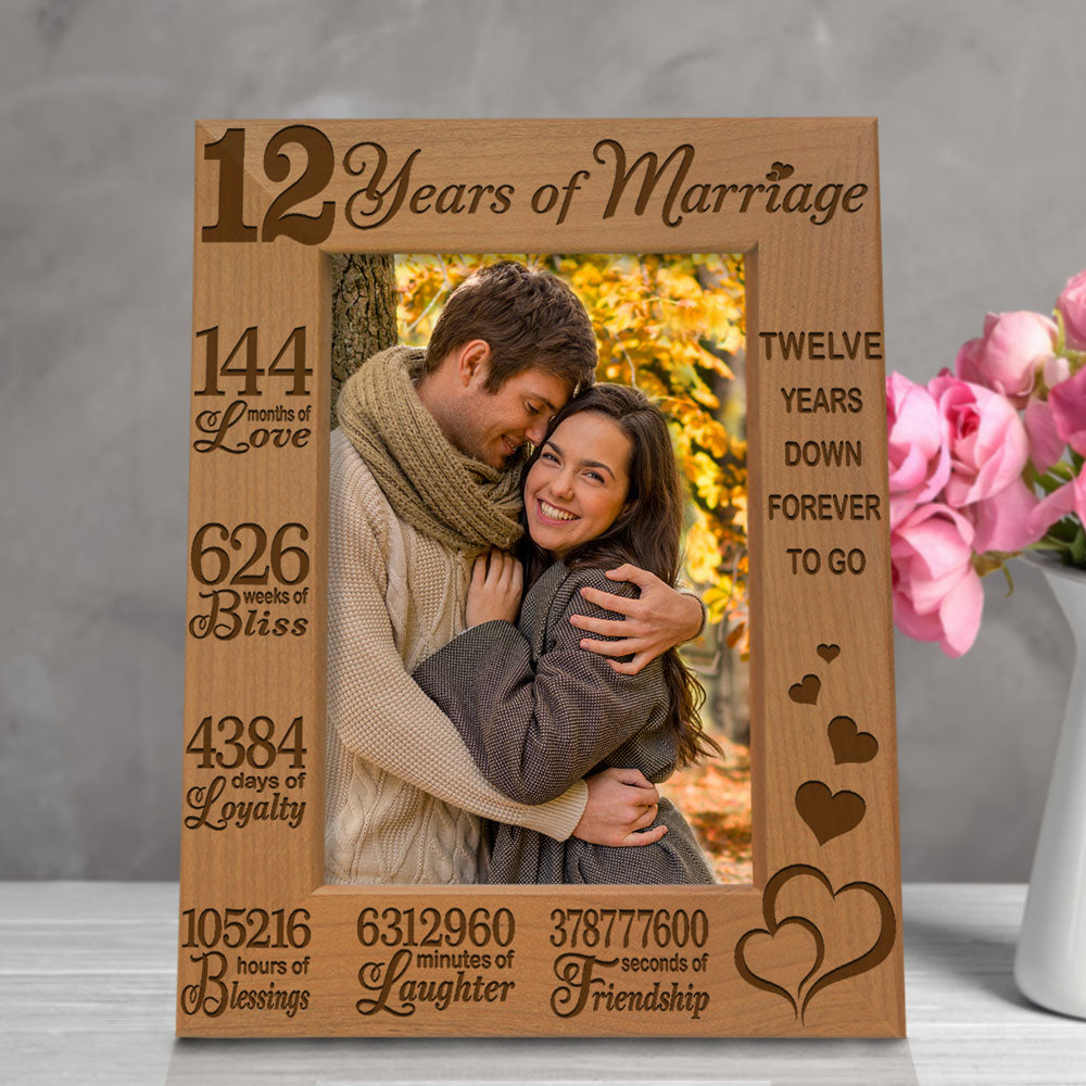 12 Years of Marriage Forever to Go Wood Frame