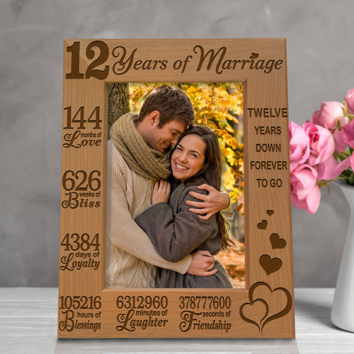 12 Years of Marriage Forever to Go Wood Frame