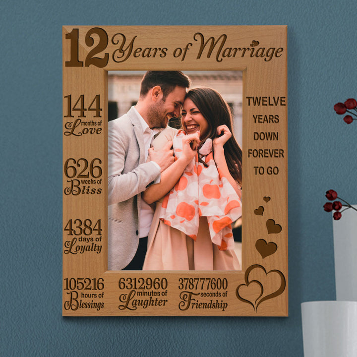 12 Years of Marriage Forever to Go Wood Frame