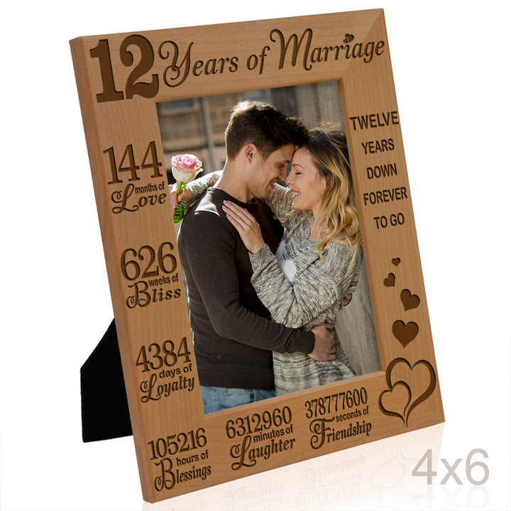 12 Years of Marriage Forever to Go Wood Frame