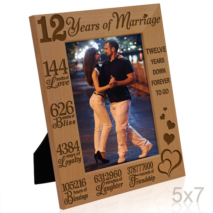 12 Years of Marriage Forever to Go Wood Frame