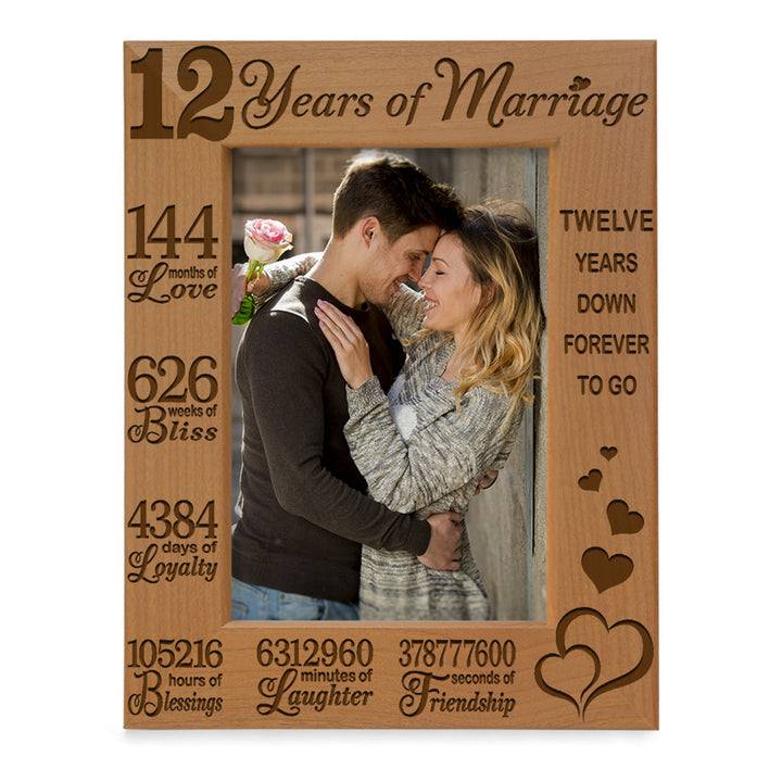 12 Years of Marriage Forever to Go Wood Frame