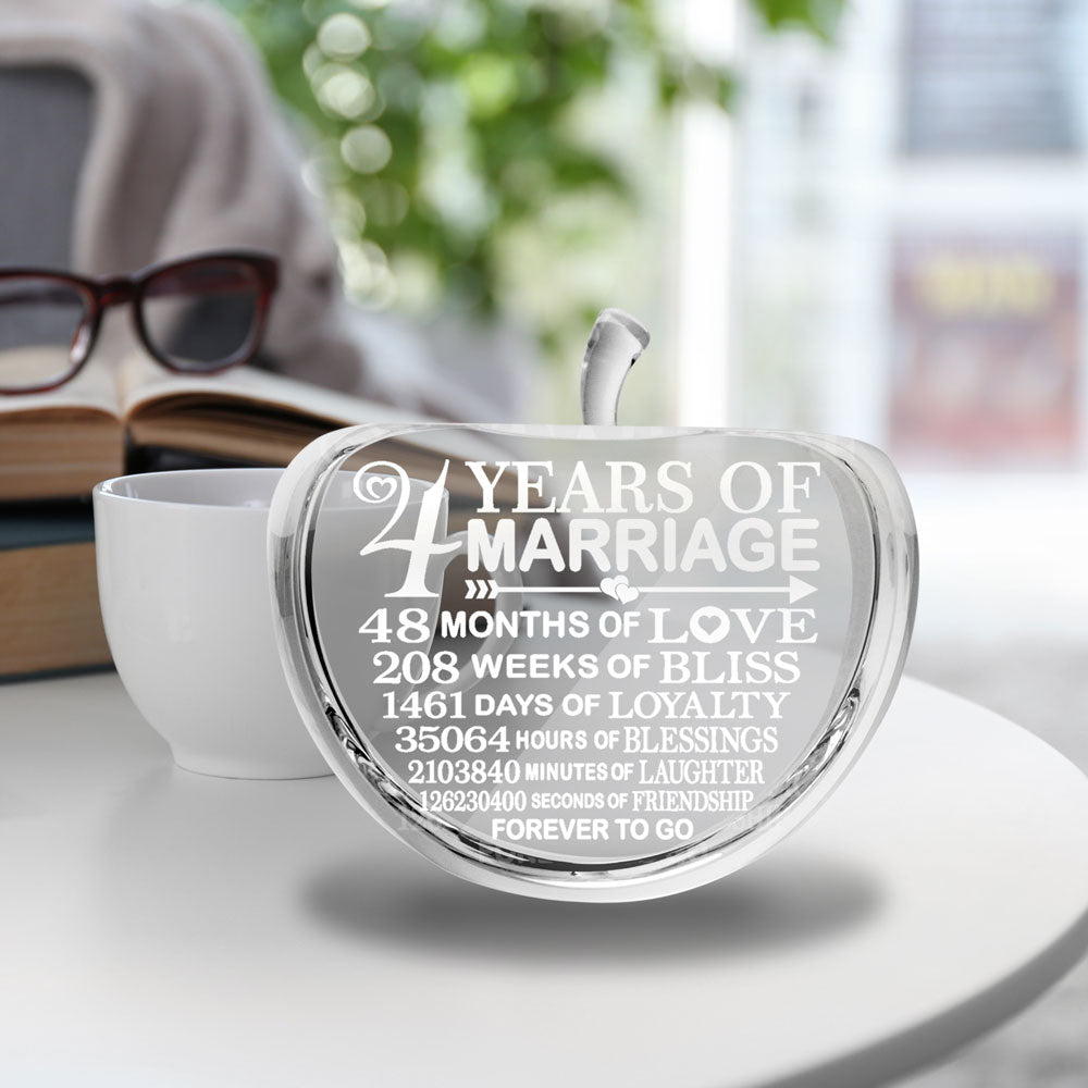 KATE POSH 4th Anniversary Crystal Apple Paperweight