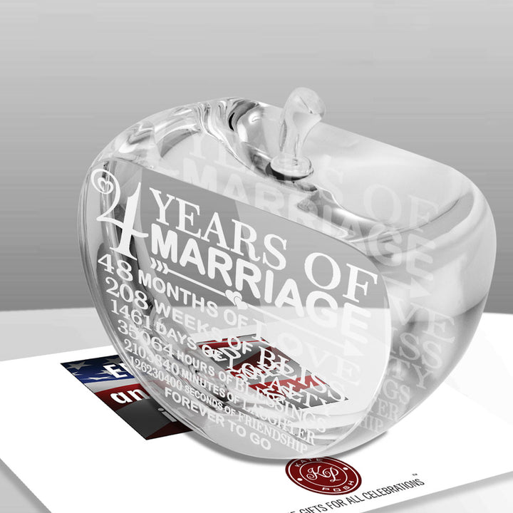 KATE POSH 4th Anniversary Crystal Apple Paperweight