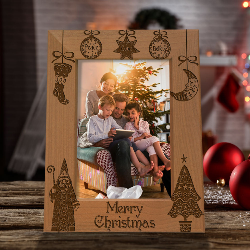 Merry Christmas Vintage Wood Frame
