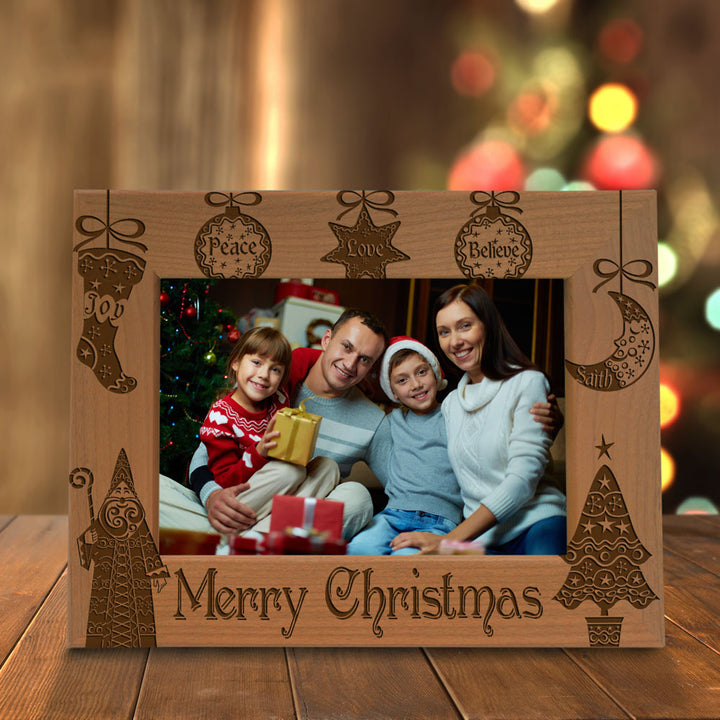 Merry Christmas Vintage Wood Frame
