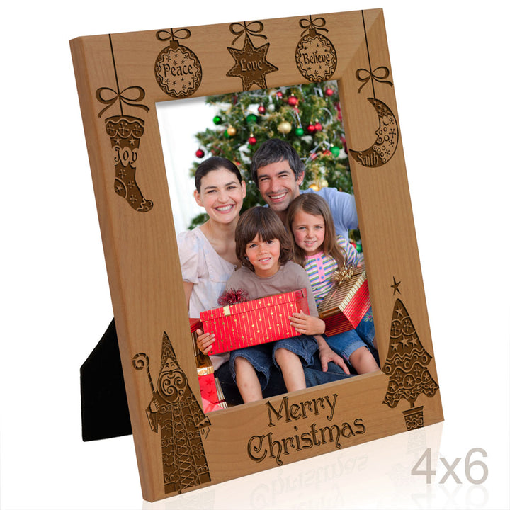 Merry Christmas Vintage Wood Frame