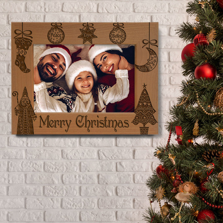 Merry Christmas Vintage Wood Frame