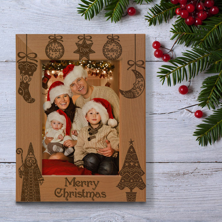 Merry Christmas Vintage Wood Frame
