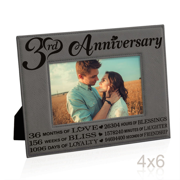 3rd Anniversary Love Bliss Leather Frame