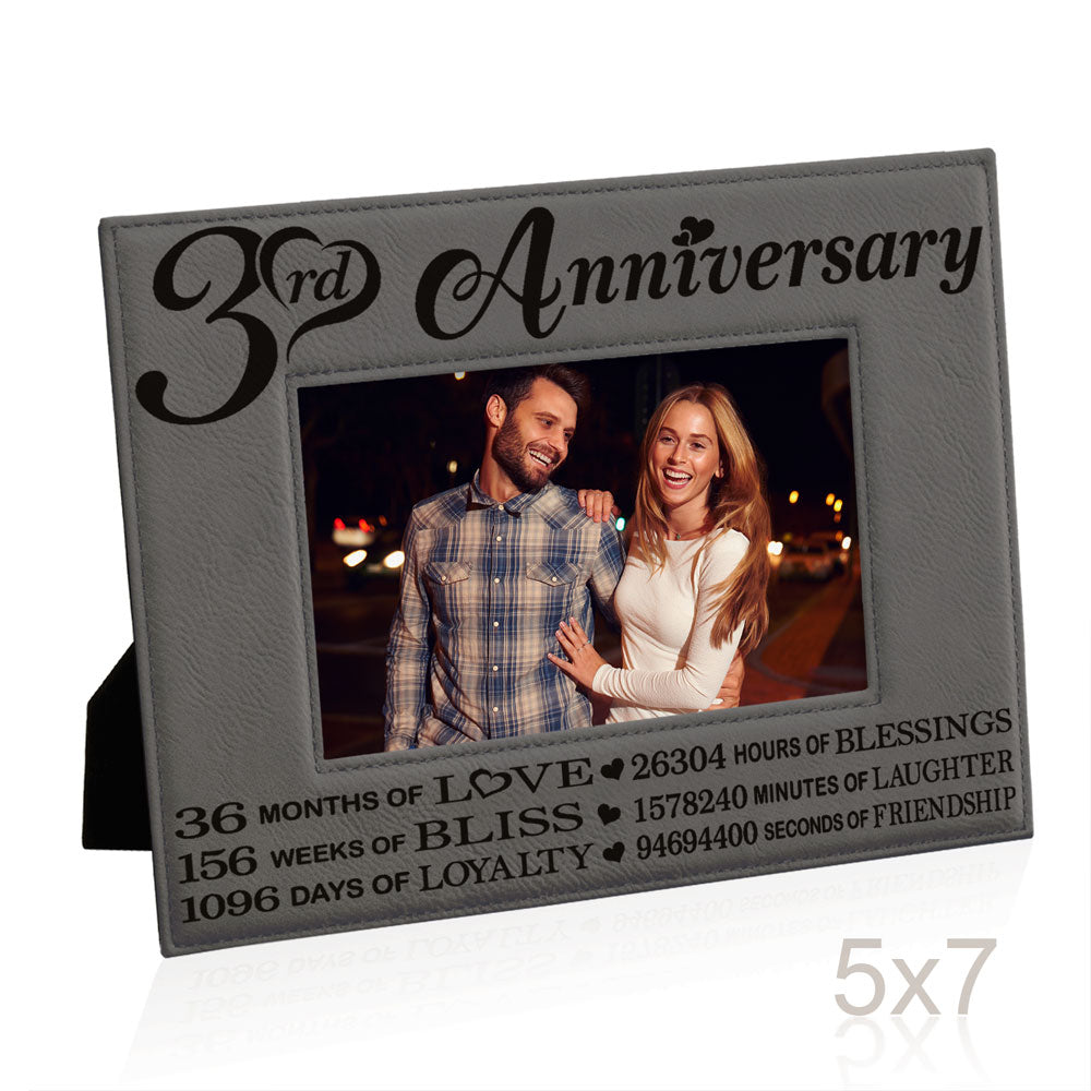3rd Anniversary Love Bliss Leather Frame