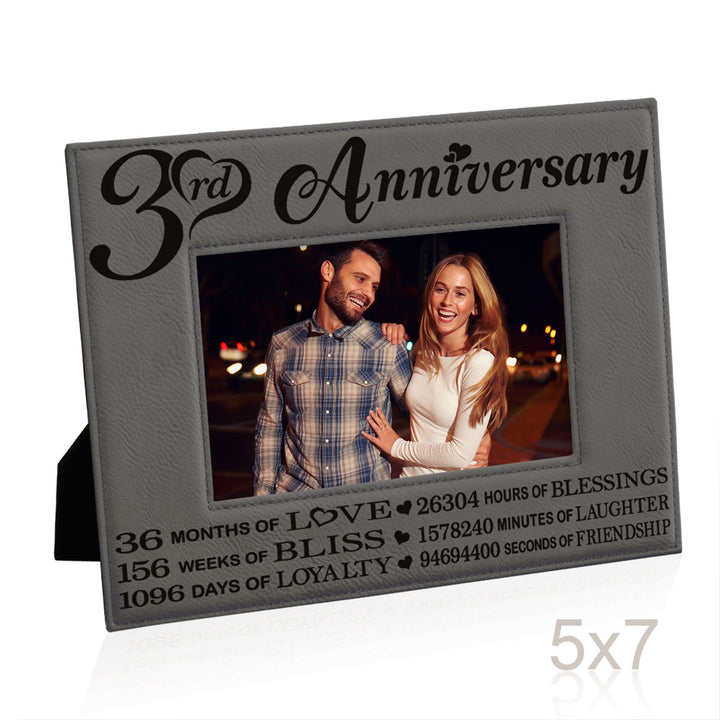 3rd Anniversary Love Bliss Leather Frame