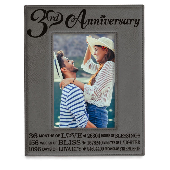 3rd Anniversary Love Bliss Leather Frame