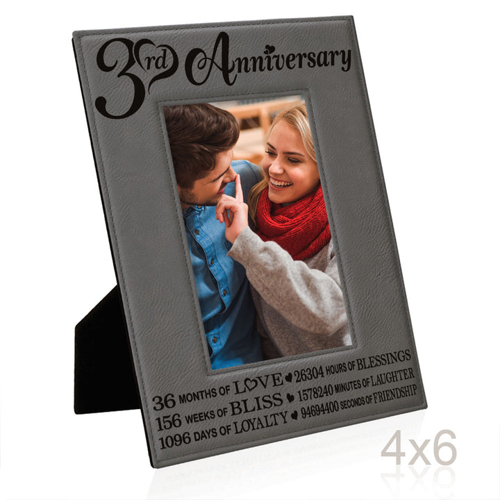 3rd Anniversary Love Bliss Leather Frame