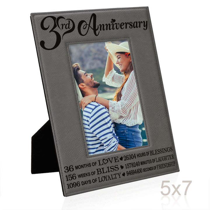 3rd Anniversary Love Bliss Leather Frame