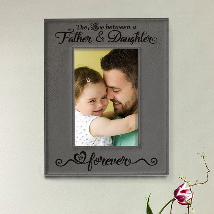 Father & Daughter Love Leather Frame