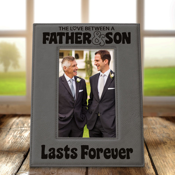 Love Father and Son Lasts Forever Leather Frame