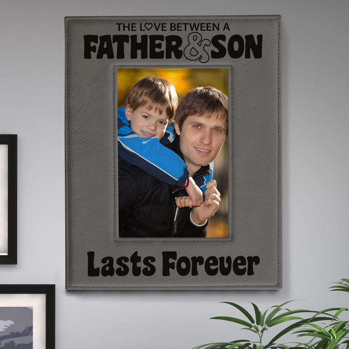 Love Father and Son Lasts Forever Leather Frame