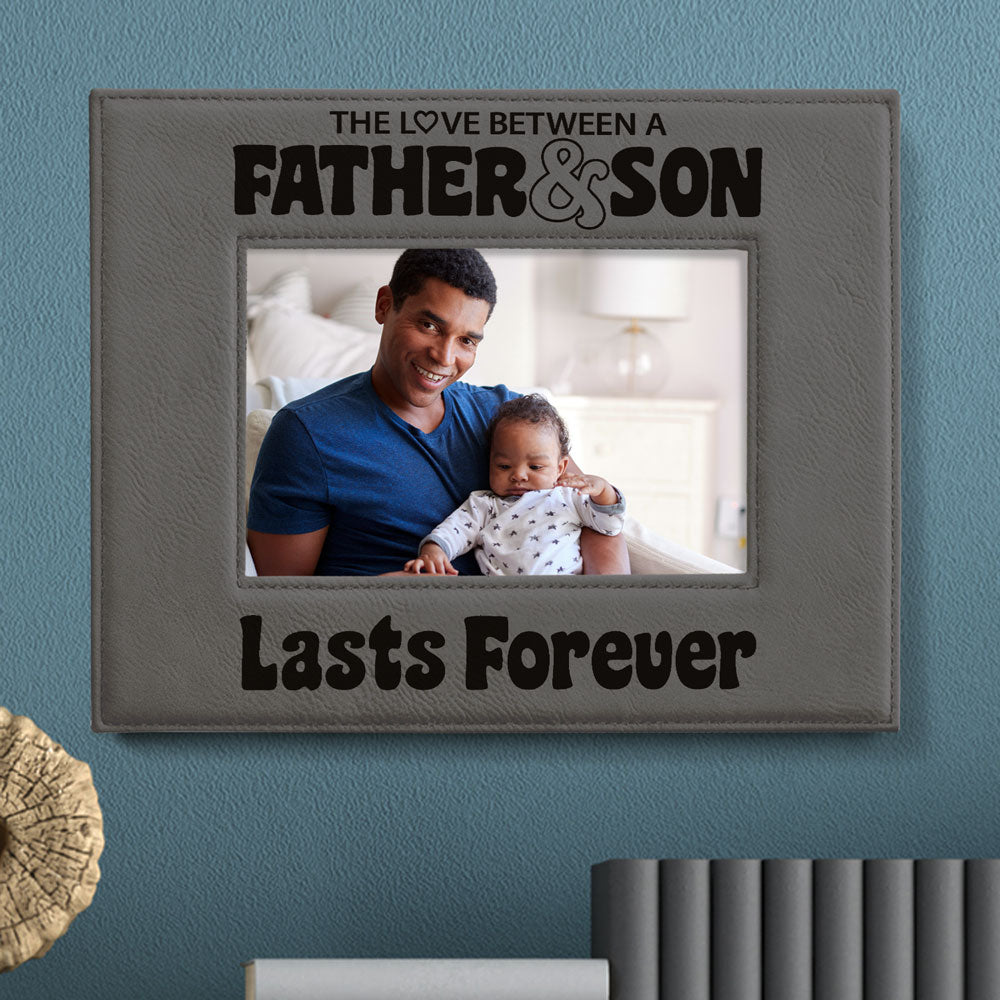Love Father and Son Lasts Forever Leather Frame