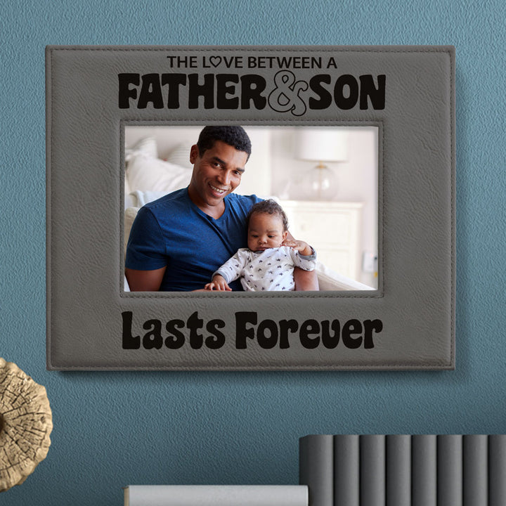 Love Father and Son Lasts Forever Leather Frame