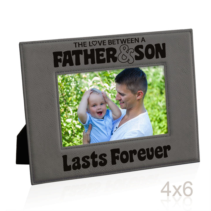 Love Father and Son Lasts Forever Leather Frame