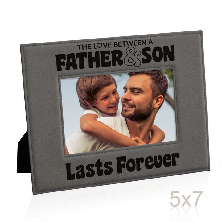 Love Father and Son Lasts Forever Leather Frame