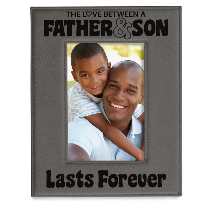 Love Father and Son Lasts Forever Leather Frame