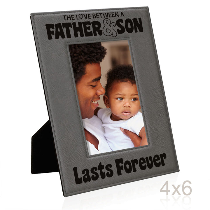 Love Father and Son Lasts Forever Leather Frame