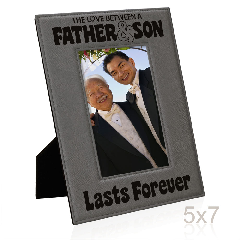 Love Father and Son Lasts Forever Leather Frame