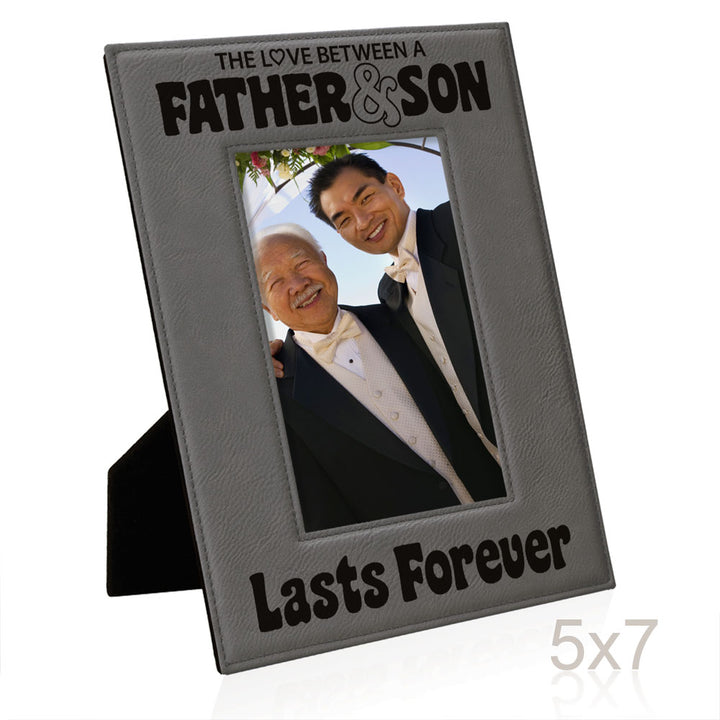 Love Father and Son Lasts Forever Leather Frame