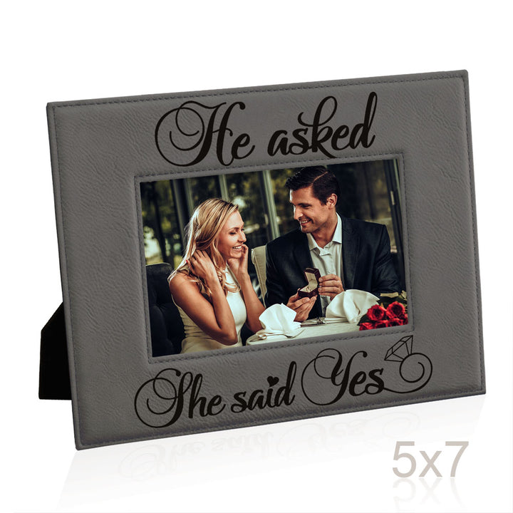 He Asked and She Said Yes Leather Frame