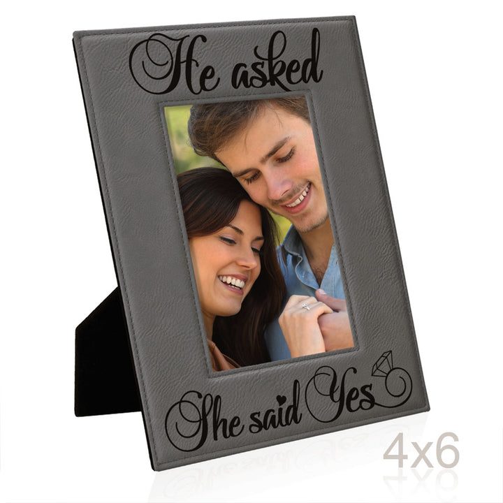 He Asked and She Said Yes Leather Frame