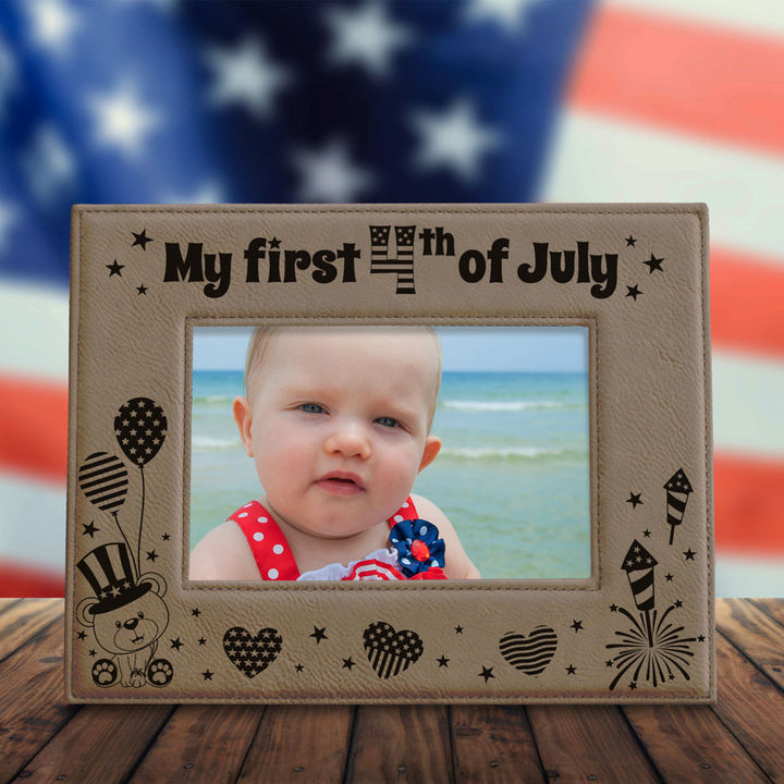 My First 4th of July Leather Frame