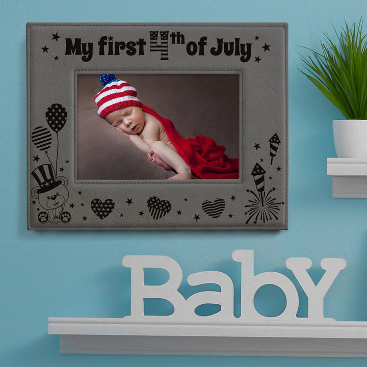 My First 4th of July Leather Frame
