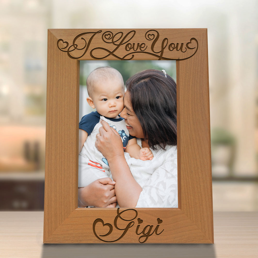 Gigi Moon and Back Wood Frame, I Love You Gigi Wood Frame
