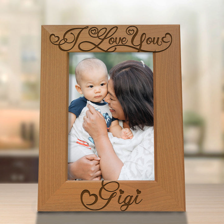 Gigi Moon and Back Wood Frame, I Love You Gigi Wood Frame
