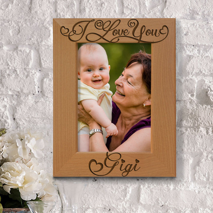 Gigi Moon and Back Wood Frame, I Love You Gigi Wood Frame