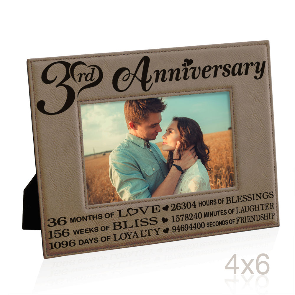 3rd Anniversary Love Bliss Leather Frame