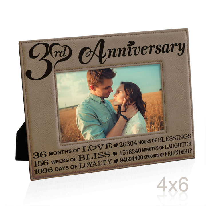 3rd Anniversary Love Bliss Leather Frame