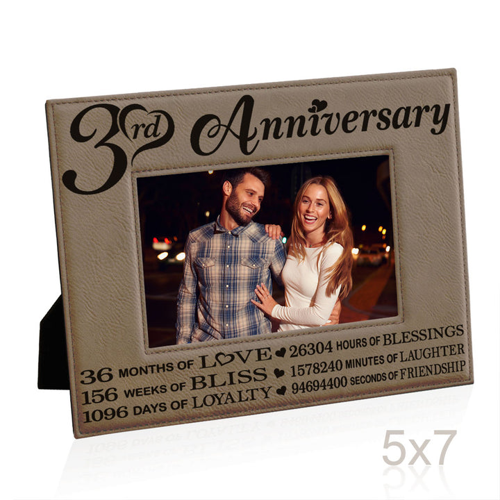 3rd Anniversary Love Bliss Leather Frame