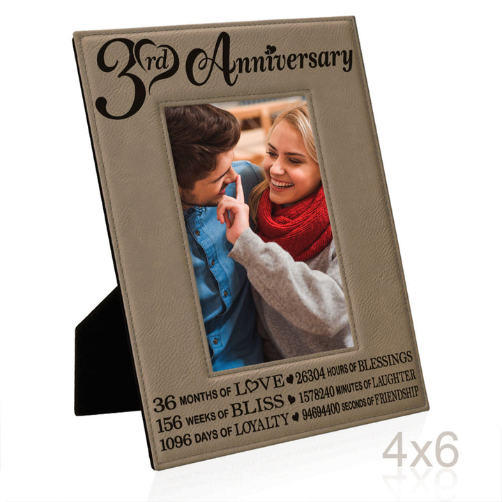3rd Anniversary Love Bliss Leather Frame