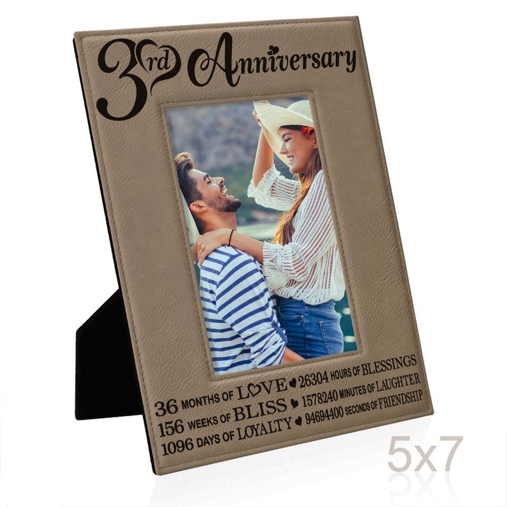 3rd Anniversary Love Bliss Leather Frame