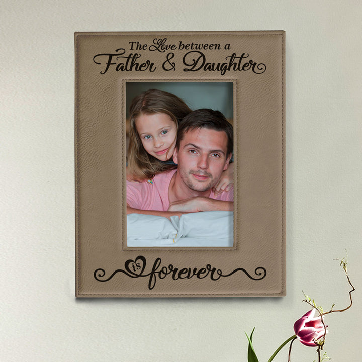 Father & Daughter Love Leather Frame