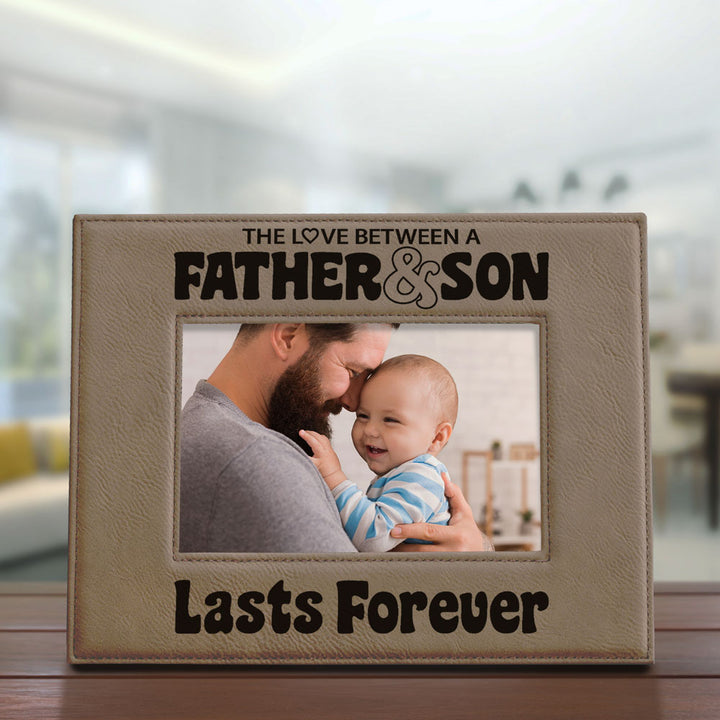 Love Father and Son Lasts Forever Leather Frame